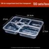 Yicang Six-Compartment Transparent Disposable Takeaway Boxes (100 Sets)