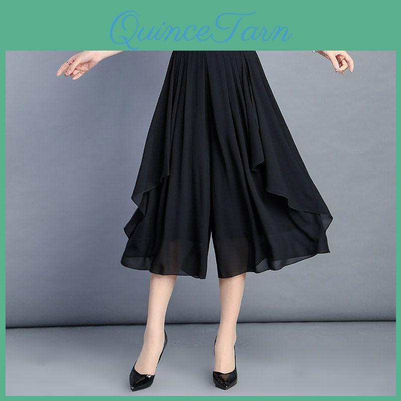 Skirt Half Body Pants Chiffon Wide Leg Pants Womens Summer Korean Edition High Waist Loose Mid Length Casual Pants Large Size 74 Pant Skirt