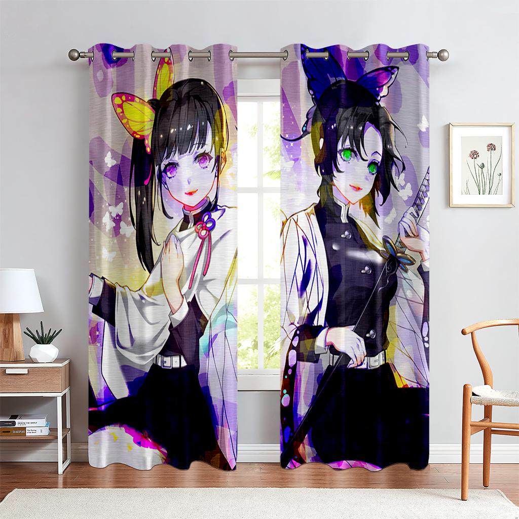 Children's Favorite Cartoon Anime Characters Curtains, 2 Panel, Boys, Girls Room, Bedroom, Living Room, Den, Window Decoration