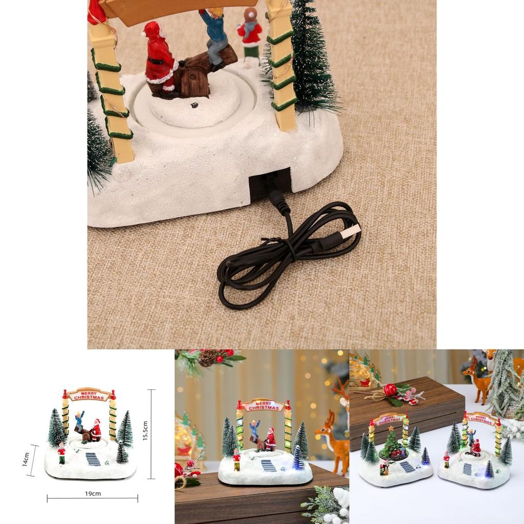 Harz-Drehwippen-Spieluhr Schneeszene Mit Weihnachtsdekoration Für Feiertagsgeschenke Und Schmuckpräsentation