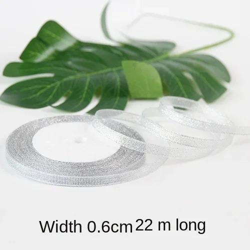 25yards/roll Gold Silver Metallic Glitter Ribbons for Apparel Garment DIY Accessories Crafts Sewing Fabric  Supplies Gift Wrap