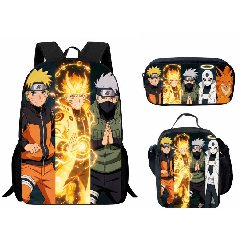 Bedrucktes Dreiteiliges Schüler-Schulranzen-Set, Cartoon-Rucksack, Brottasche, Federmäppchen