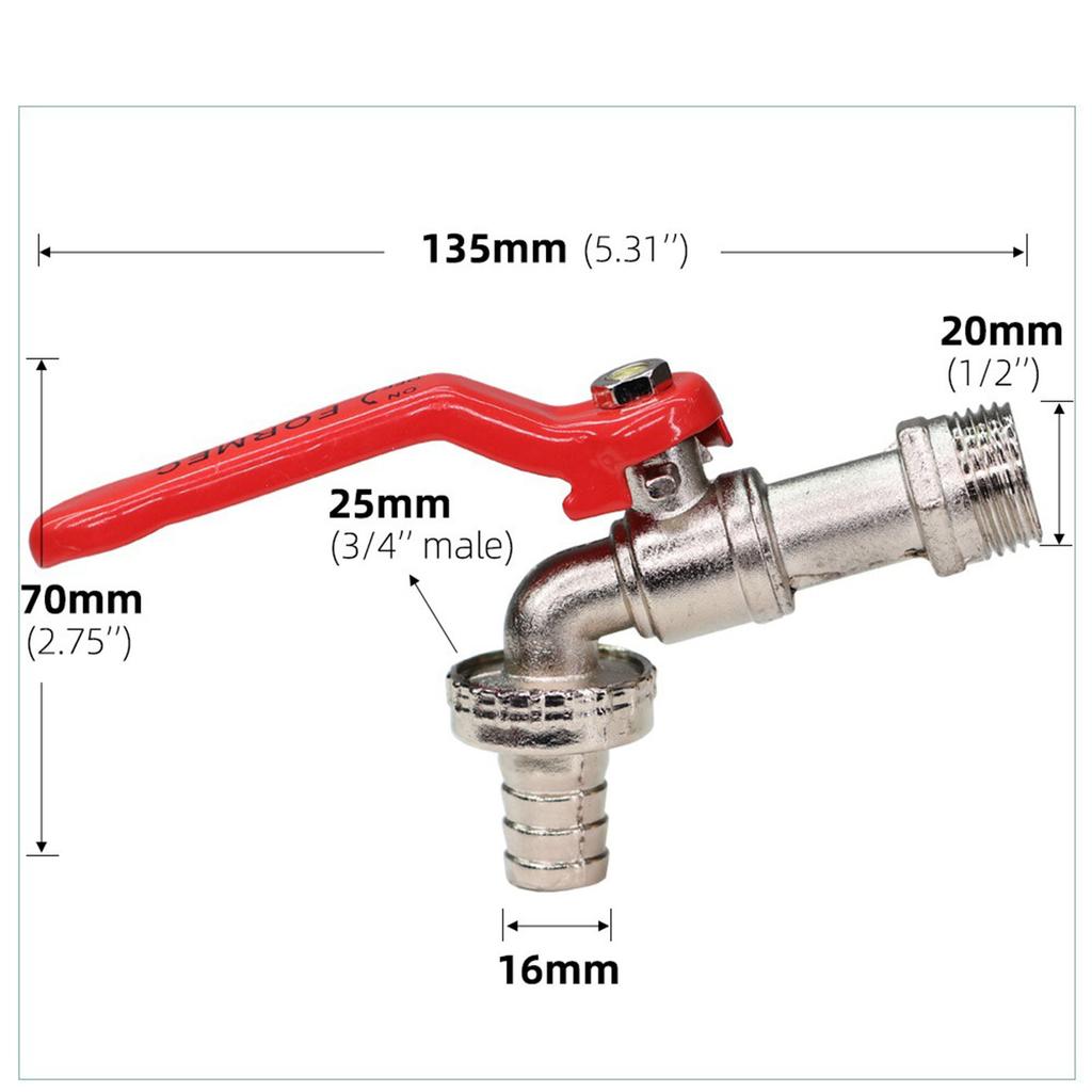 Water Nozzle Zinc Alloy Outlet Water Tap Fauset Rustproof High Pressure for Garden Belt Nozzle