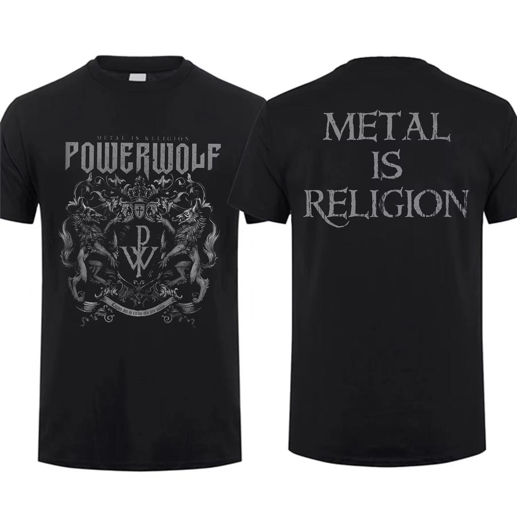 Streetwear Vintage Fashion Tee Men T Shirt Double-sided Via Dolorosa Black By Powerwolf Oversize Top Graphic Unisex Short Sleeve