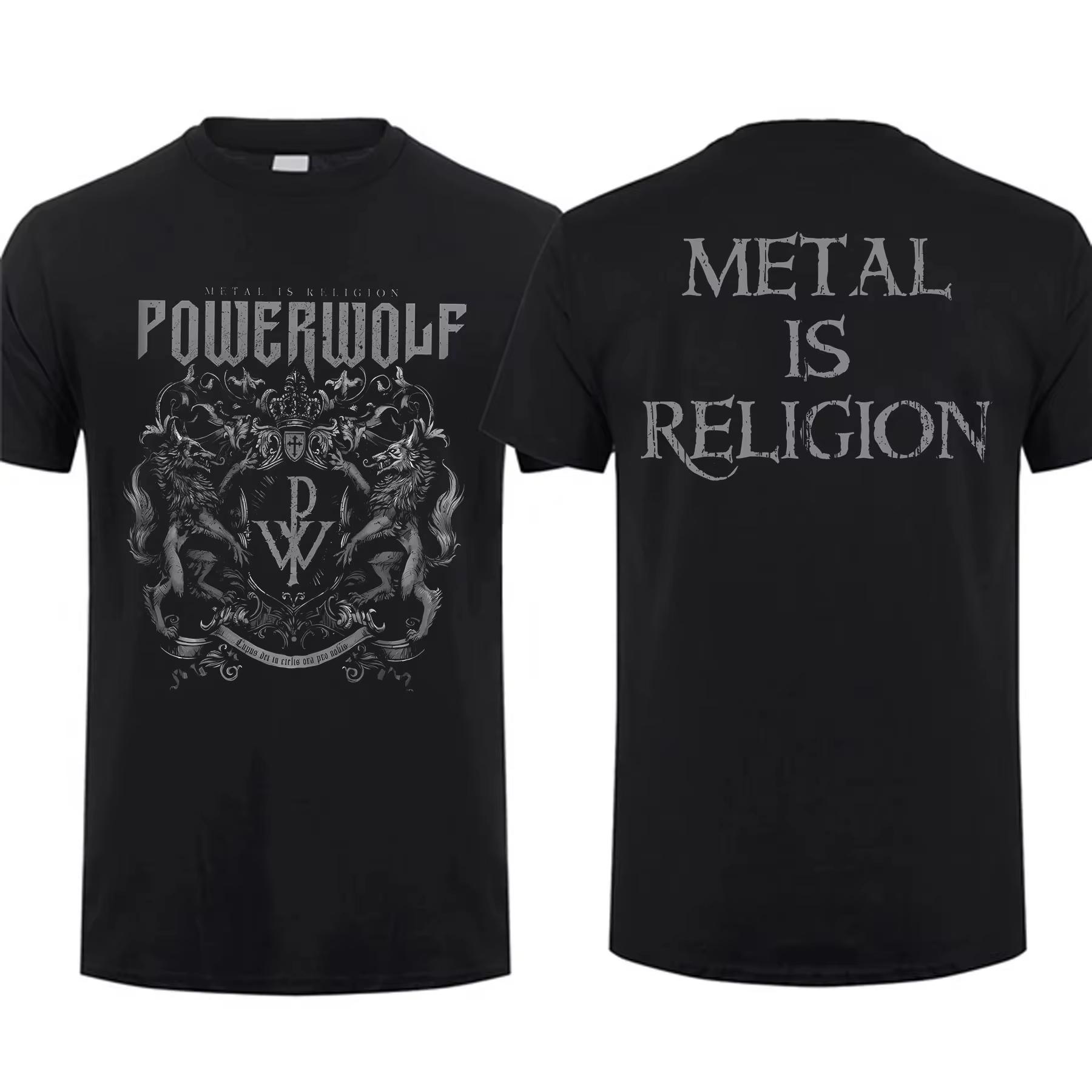 

Streetwear Vintage Fashion Tee Men T Shirt Double-sided Via Dolorosa Black By Powerwolf Oversize Top Graphic Unisex Short Sleeve S