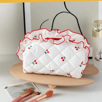Kosmetiktasche für Damen, koreanischer Kirschdruck, Make-up-Tasche, Reise-Kulturtasche, diverse Aufbewahrungsorganisatoren, Handtasche für Mädchen