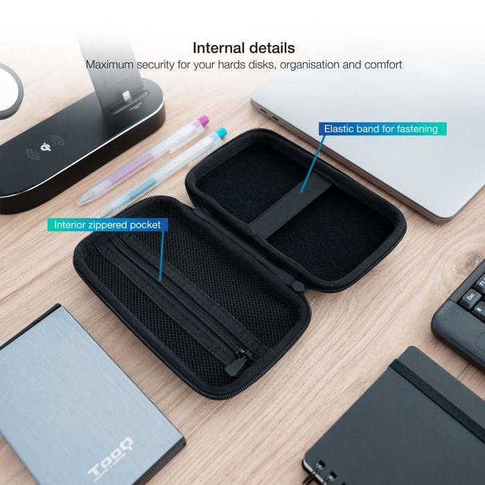 Coque pour disque dur externe - Tooq - TQBC-E2503B - Protection 2.5" - Résistance aux chocs - Noir
