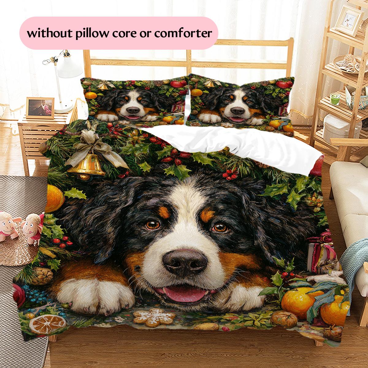 

Green Bernese Mountain Dog Pattern Bedding Home Decoration Birthday Gift (1 * duvet cover + 2 * pillowcase, without core) 135x200cm