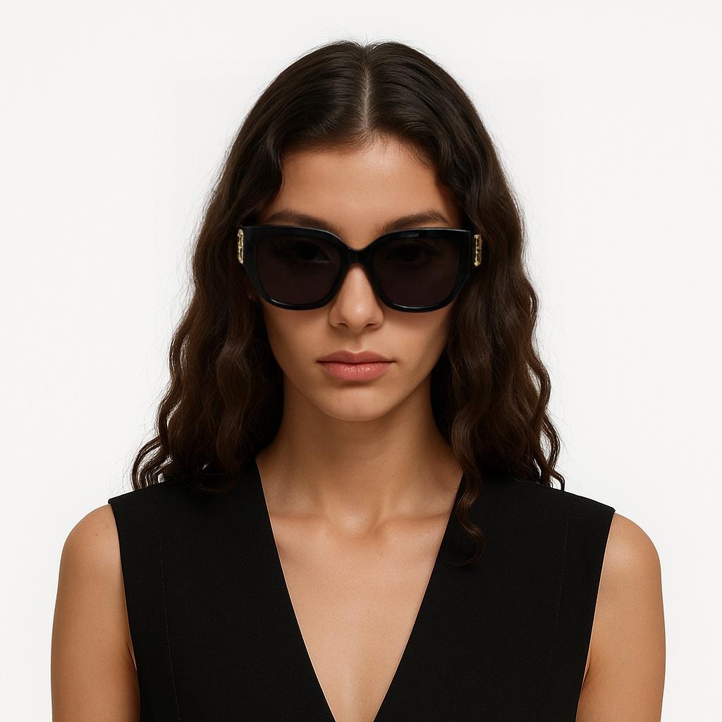 Balenciaga Bossy Glamorous BB Logo Series Square Sunglasses Women Sunglasses BB0323SK-002-55