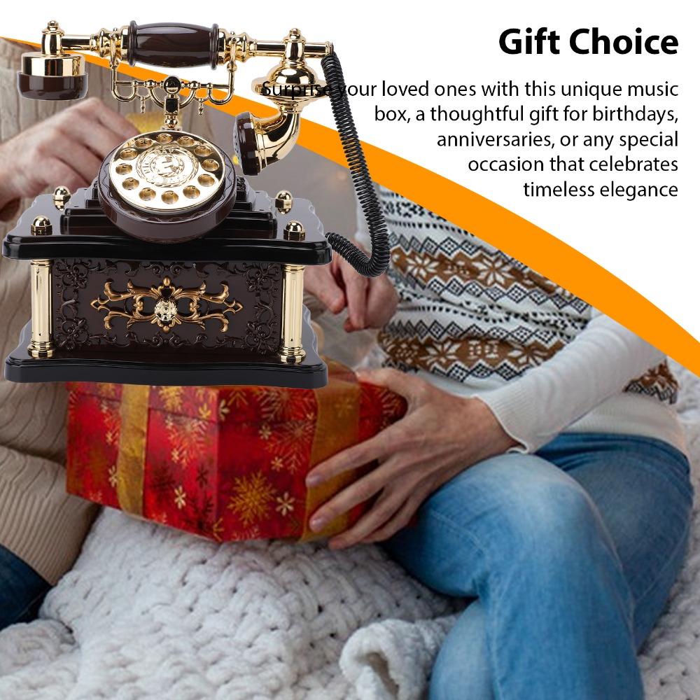 ABS Telephone Music Box Old Fashioned Style Retro Telephone Decor Home Decoration