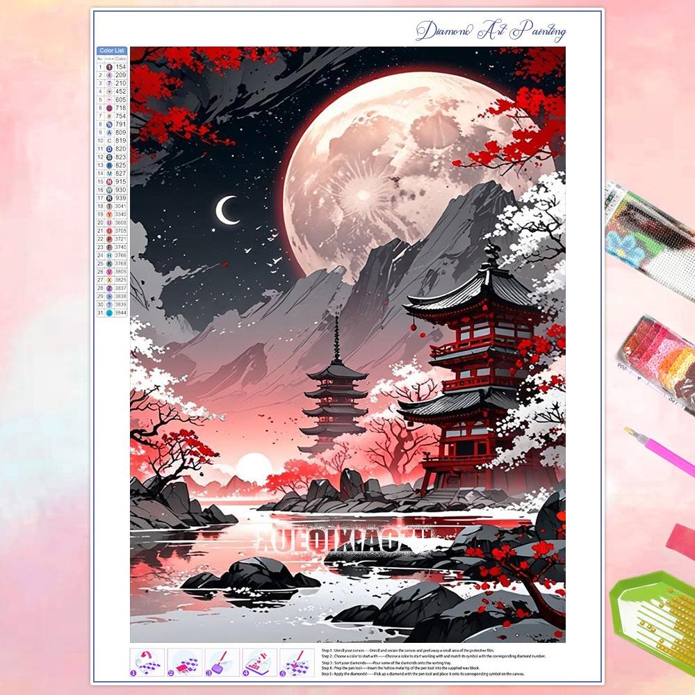 Pictură Diamant DIY Copac Lună Fantastică Peisaj Strasuri Foraj Complet Mozaic Broderie Handmade Decor Acasă Cadou Noutăți