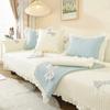 White Lace Edge Cotton Couch Mat Comfortable Soft Non Slip Solid Color Sofa Towel Versatile Colorful Living Room Decoration