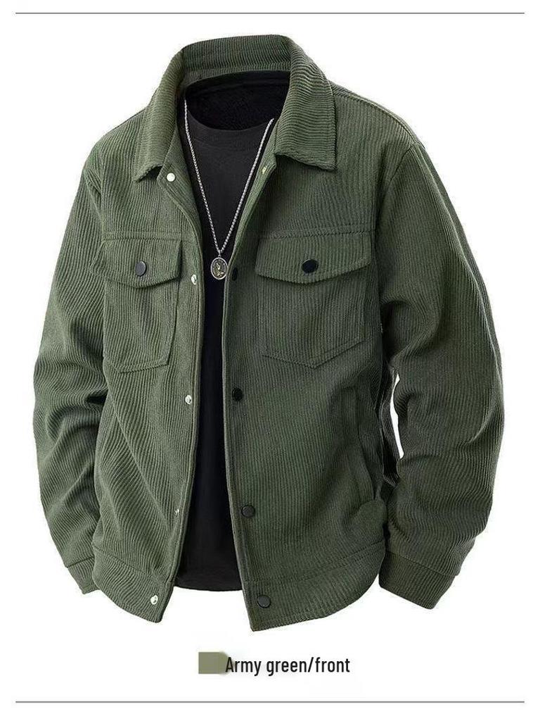 Japanese Retro Lapel Workwear Jacket - Men's Casual Loose Trendy Top for Spring and Autumn