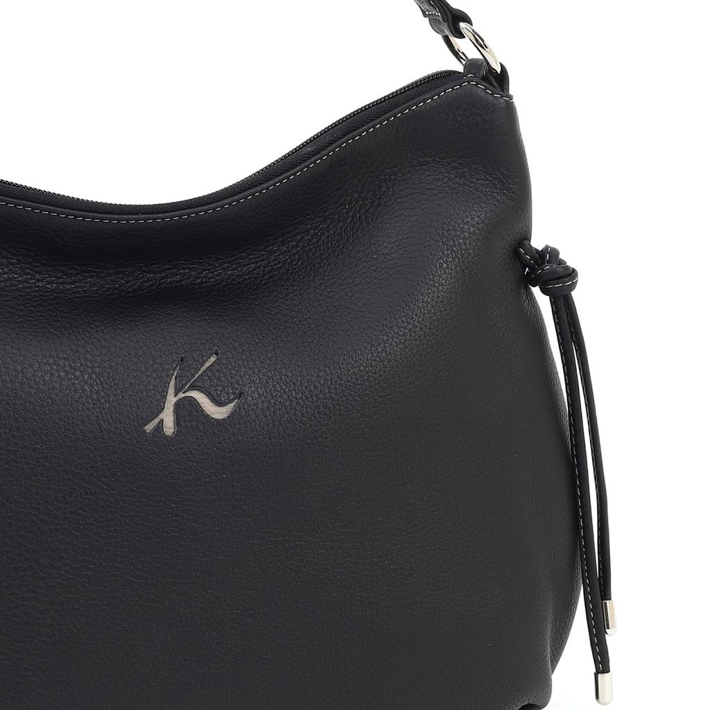 Shrink Material Handbag That Makes Scratches Less Noticeable Beige Stitch 15521 [Kitamura] 2-way Y-1328 Women's Black/Sand [Black]