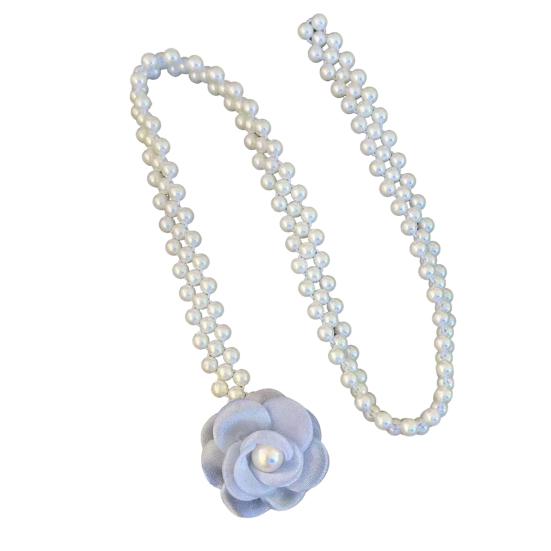 

Waist Chain Imitation Pearls 3D Flower Decor Waist Chain Adjustable Fit Retro Dress Waist Belt Special Occasions Accessory