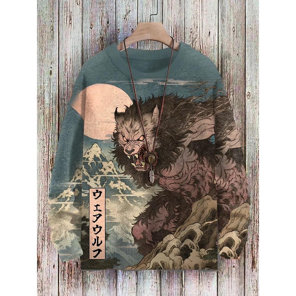 Spring Autumn Sweatshirt Pullover Anime Cat Casual Japanese Art Animal 3D Printed O Neck Long Sleeve Hoodies Tops Pullovers