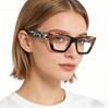 Oversized Cat Eye Sunglasses Tortoiseshell Color Block Frame UV Protection Trendy Shades for Women & Y2K Fashion KJ091