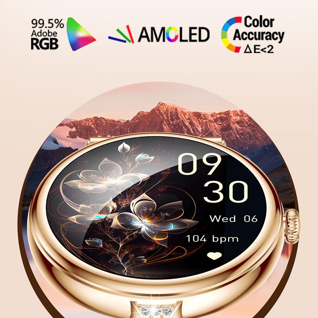 AK73 Women's Smart Watch Sports Monitor Waterproof Bracelet with Steel Strap