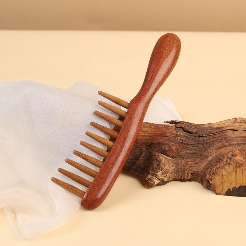 1Pc Natural Wooden Comb Meridian Massage Anti-Static No-Snags Wide Tooth Comb For Women Girl Straight Curly Hair