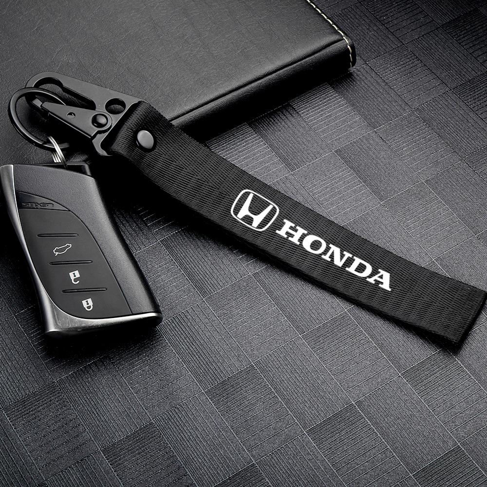 1pcs Car Zinc Alloy Logo Keychain Keyring Key Holder Hang Rope For Honda Civic Accord Hrv City Jazz CR-Z Element Insight MDX RF6