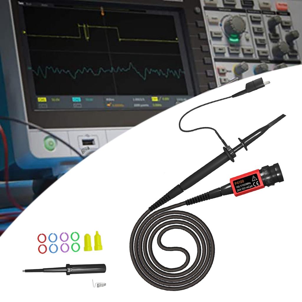 P4100 Oscilloscope Probe 100:1 2KV High Voltage 100MHz Safety BNC Connector for Oscilloscope Adjustable Attenuation