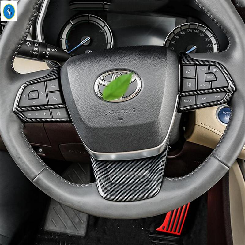 Carbon Fiber Look Car Steering Wheel Bottom Decor Frame Cover Trim ABS Accessories Fit For Toyota Highlander