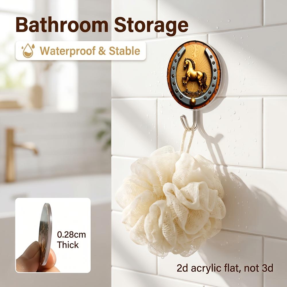 2pcs Golden Horseshoe Wall Hooks Suitable for Kitchen & Living Room Decor - No Drill Traceless Installation,