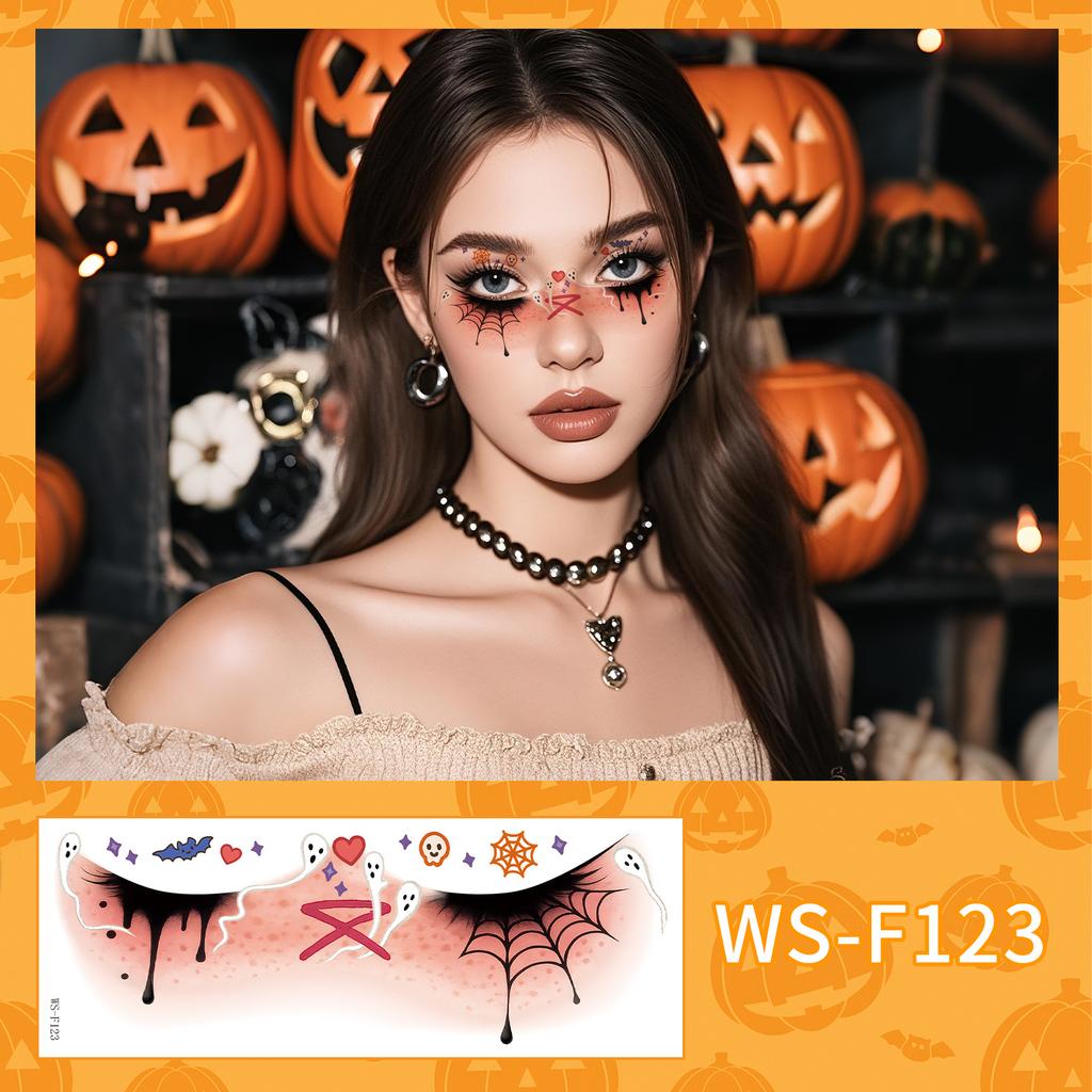 New Beautiful Ghost Haunted Halloween Tattoo Sticker Witch Playful Cute Makeup Face Waterproof