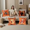 Halloween Cute Lively Orange Cat Pillow Case Plush Fabric Soft Double Sided Print Sofa Cushion Cover Throw Pillow Covers