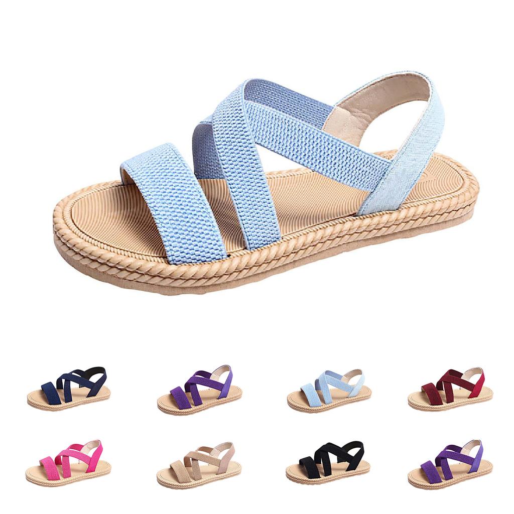 Flat bottomed open toed hemp rope bottom casual plus size beach sandals