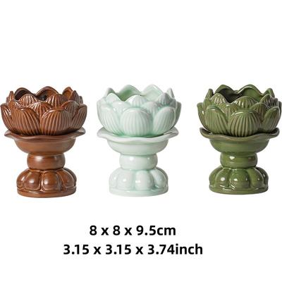 Retro Keramik Buddha Öllampe Haushalts-Frontlicht Dauerhaftes Butterlampenhalter Flüssigbrennstofflampe für Heimdekoration