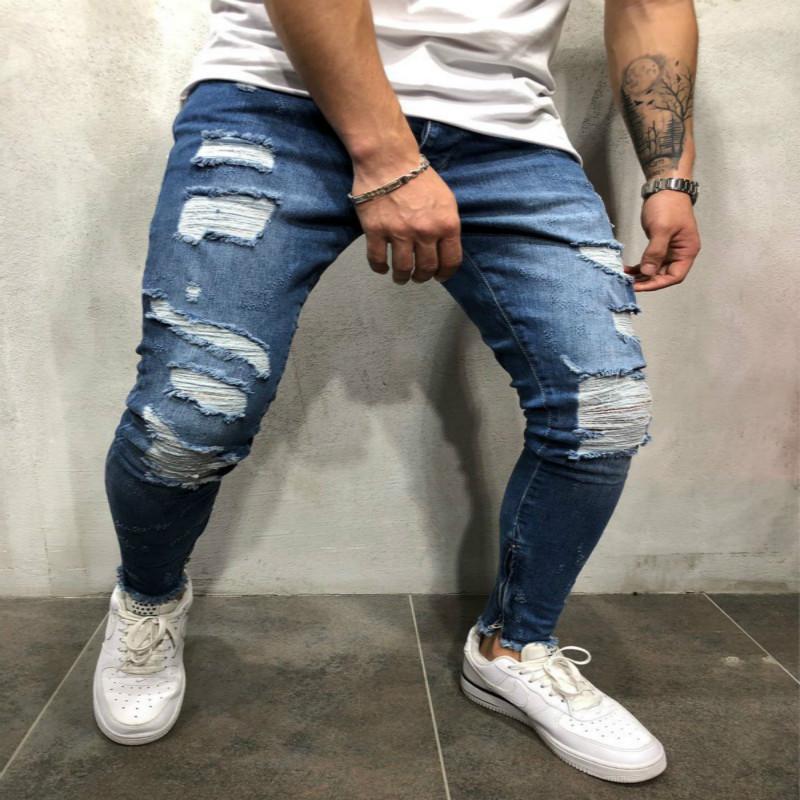 Nuevo hombre Rasgado Slim Fit Estilo Vintage con Agujeros Rotos Estampados  Pantalones Punk Skinny Jeans comprar a buen precio — entrega gratuita,  reseñas reales con fotos — Joom