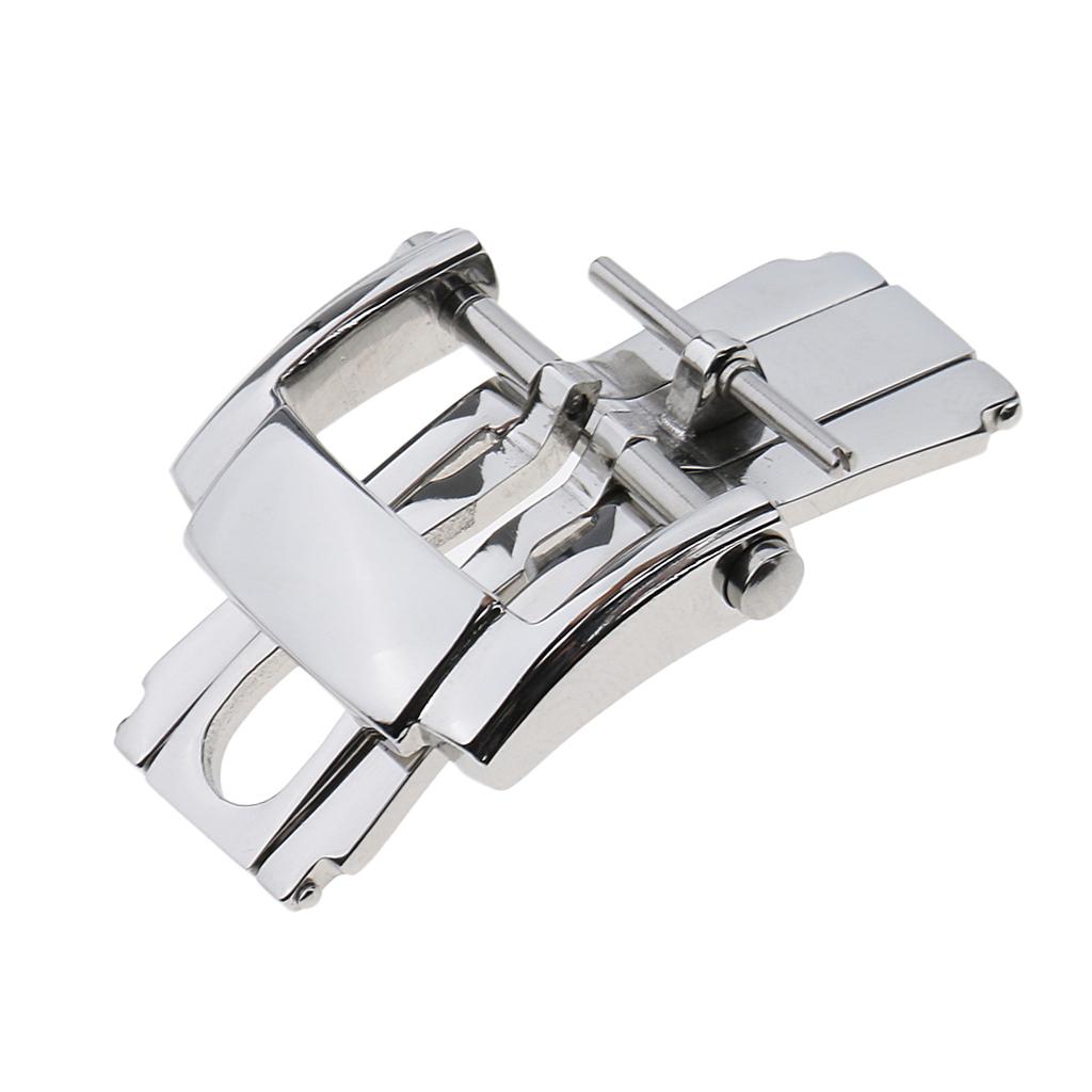 2 Pieces Stainless Steel Folding Clasp Butterfly Watch for Strap, 18mm Width