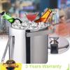 Bymaocar 1300ML 2-Layer Stainless Steel Insulated Ice Bucket w/ Lid & Ice Tong Outdoor Activity Versatile to Use for 3-5 People