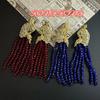 Boucles d'oreilles Balayage d'épaule Rétro Industrie Lourde Palace Longues Animal Perroquet Gland Perle Rouge Sensation Haut de Gamme