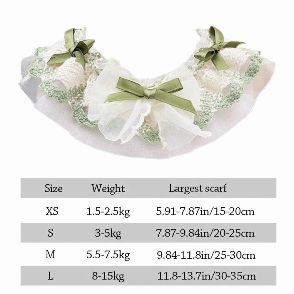 Cute Spring Summer Pet Water Scarf Princess Bowknot Small Dog Scarf Breathable Lace Trim Cat Scarf for Small Dog