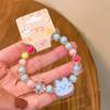 Bracelet for Kids, Macaron Color Beads Elastic Wristband, Cartoon Watermelon Lollipop Fried Egg Pendant Bracelet for Lightweight Gift Accessory