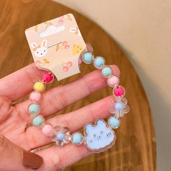 Bracelet for Kids, Macaron Color Beads Elastic Wristband, Cartoon Watermelon Lollipop Fried Egg Pendant Bracelet for Lightweight Gift Accessory
