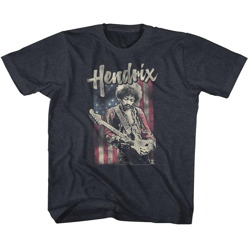 Jimi Hendrix Flag Navy Heather Youth T-Shirt 100