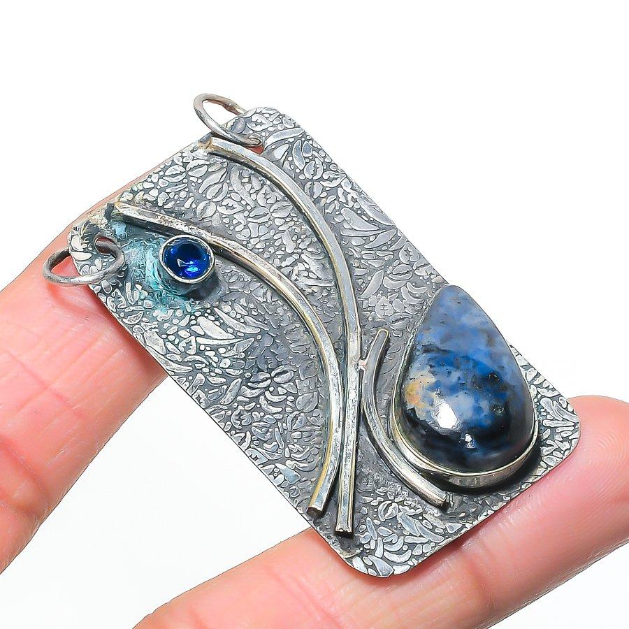 Natural Labradorite, Iolite 925 Sterling Silver Jewelry Pendant 2.29  AP-14485