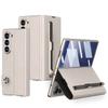Luxury PU Leather Phone Case For Samsung Galaxy Z Fold 7 Fold 6 With Touch Pen Screen Protector Bracket Shockproof Protect Cover