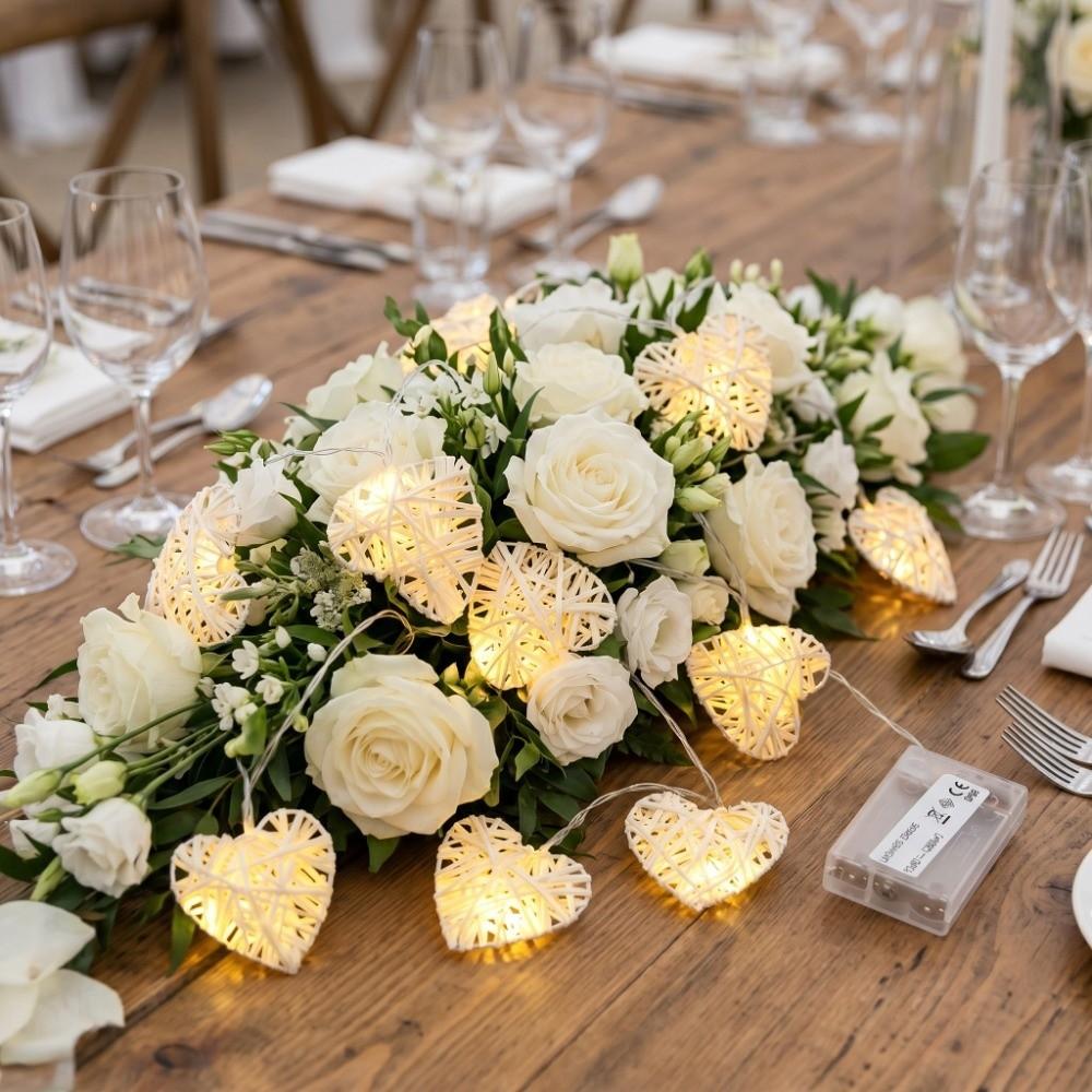 2.8in Heart Rattan Ball 10LED Woven Heart Pendant Scene Layout Ornament  Party Arrangement