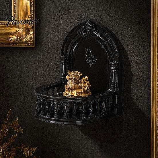 Space Saving Wall Mounts Mounted Floating Shelf, European Style, Decorative Self-adhesive Camera Shelf with Cable Management Display Rack, for Action