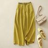Spring Summer Retro Embroidered Cotton Linen Wide Leg Pants Women Loose Large Size Trousers