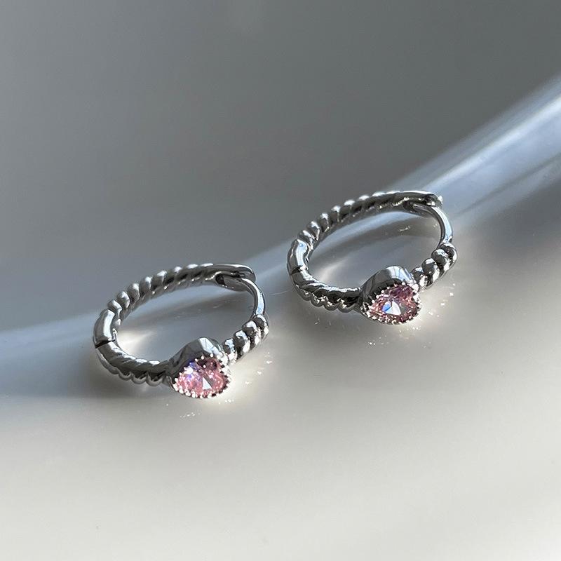 

Серьги 2024 Нишевый дизайн Sense Of Senior Серьги Love Pink Zirconia Twist Серьги Серьги Женские 1 Pair