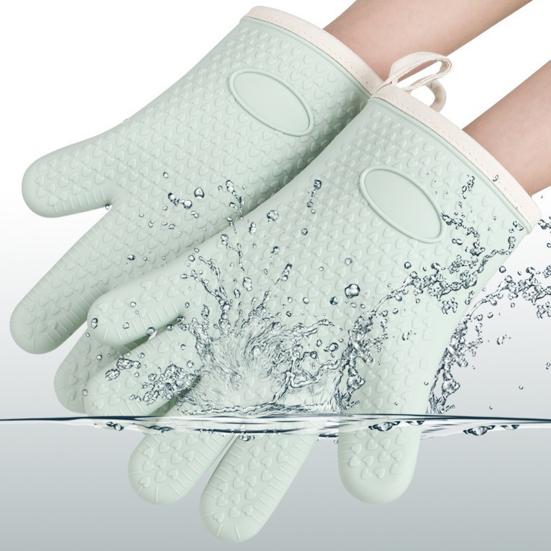 2Pcs Silicone Oven Mitts Thick Heat Resistant Non Slip Cast Iron Pan Gloves Safe Kitchen Gloves for Cooking And Baking