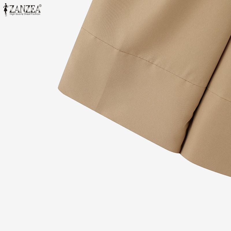 ZANZEA Women Casual Solid Color Loose A-Line Capri Pants