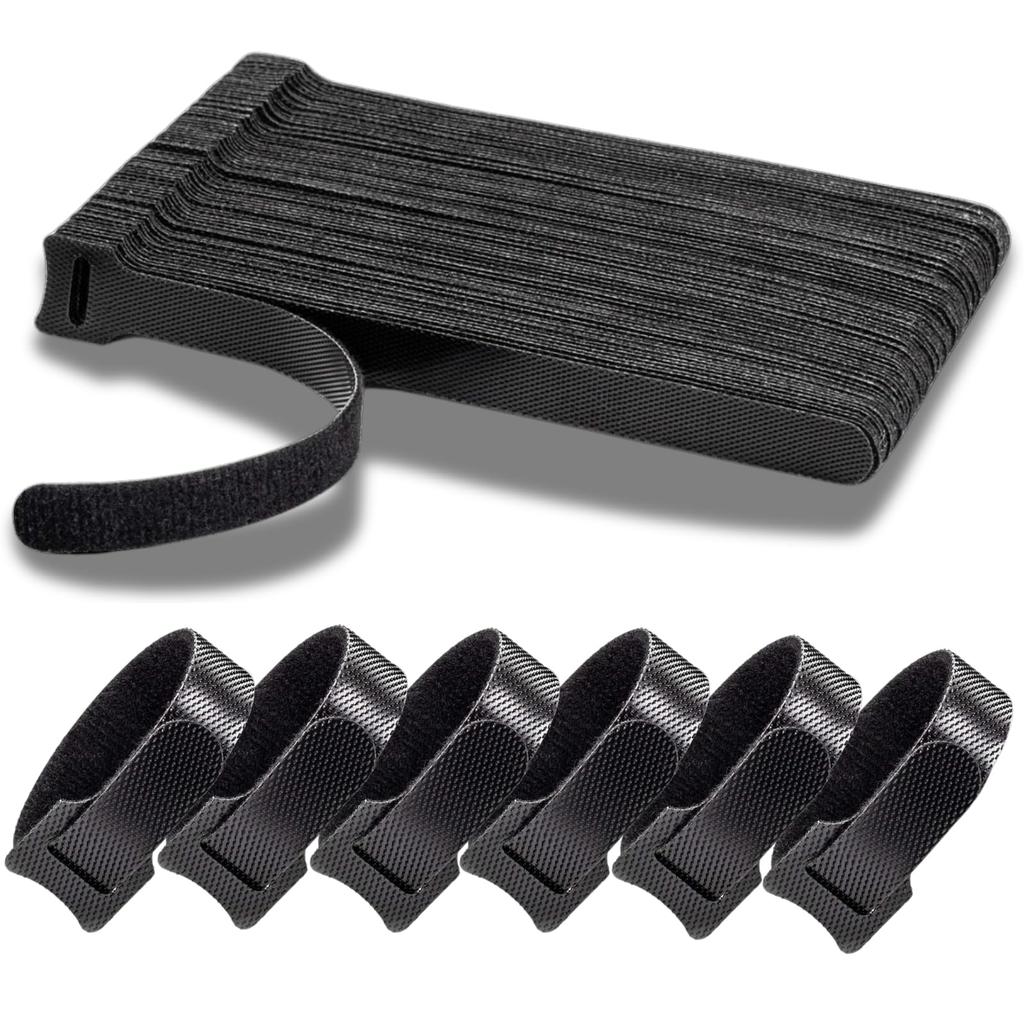 [Invoice Available] 60-Pack Black Cable Ties (15cm) with Velcro Closure, Cable Organizers, do&Positive