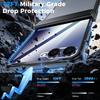 Translucent Matte Protective Case with Tempered Glass Screen Protector for Samsung Galaxy Z Flip 7, Hinge Protection Slim Cover-Black