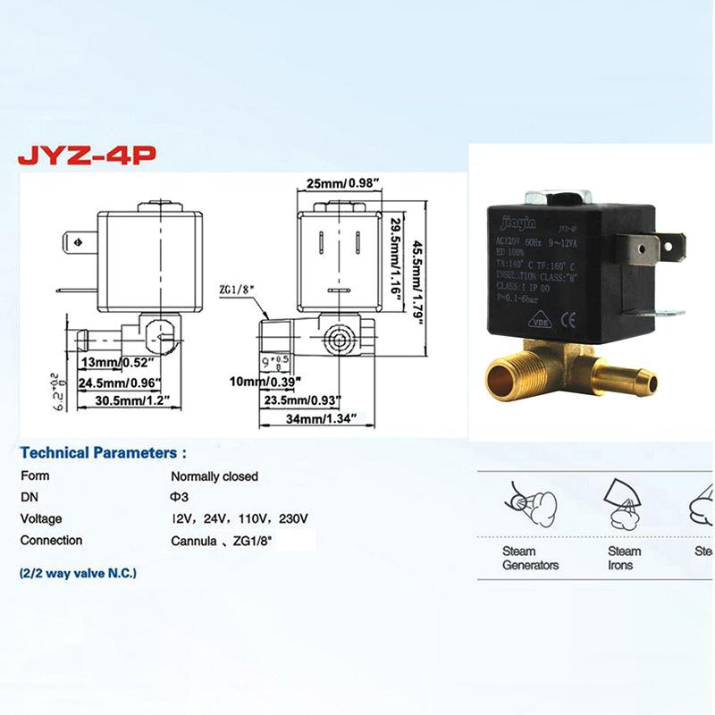 Normally Closed Solenoid Valve, Water Valve, Ironing Electromechanical Iron Control Valve Accessories, Jyz-4P Booster Valve